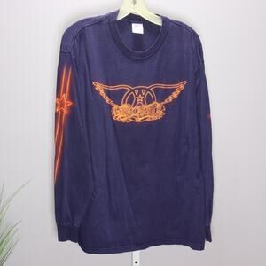 Vintage Aerosmith Long Sleeve Shirt Size L Delta Pro Weight USA Made